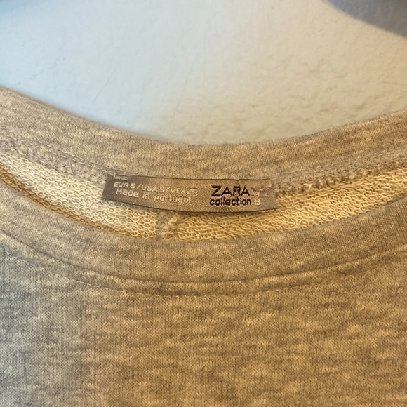 Zara Womens Size S Grey Sweatshirt Mini Dress Tunic Sweater Floral Embroidered - Picture 3 of 9